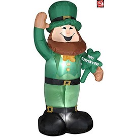 AIR CHARACTERS 6' Inflatable Leprechaun Holding Sign St Patrick's Day Yard Decoration 48000