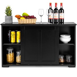 Giantex Kitchen Buffet Cabinet, Credenza Storage Cabinets w/Sliding Door and Adjustable Shelf,Sideboard Cabinet Console Table for Living Room Dining Room Hallyway (Black)