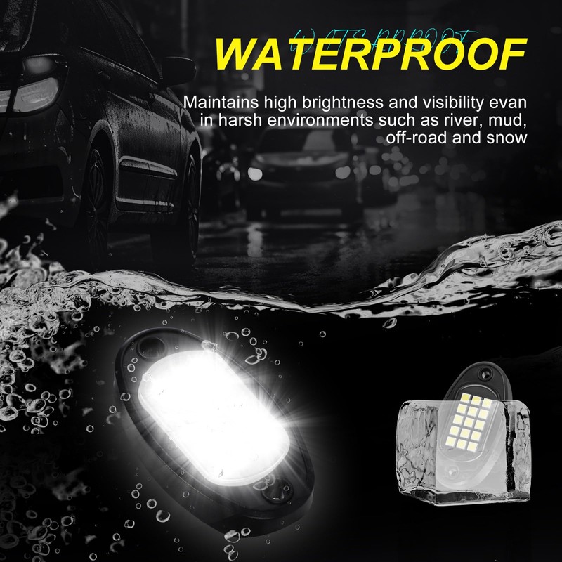 Baquler 30 Pods Rock Lights White Underglow Lights for Trucks