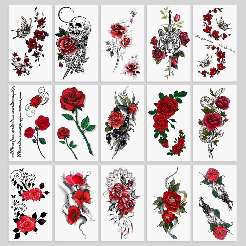 Oottati 15 Sheets Small Cute Hand Arm Temporary Tattoo Stickers