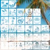 Tinoaly 30pcs Summer Painting Stencils, 5x5in Reusable Ocean & Beach