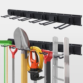welsteepse Garage Storage, Garage Organization, 48 Inches, 3 Packs Rails and 6 Adjustable Hooks-Wall Mount Garden Tool Organizer, Tool Rack,Anti-Rust - Easy Installation,Sturdy Storage Rack，Shovel
