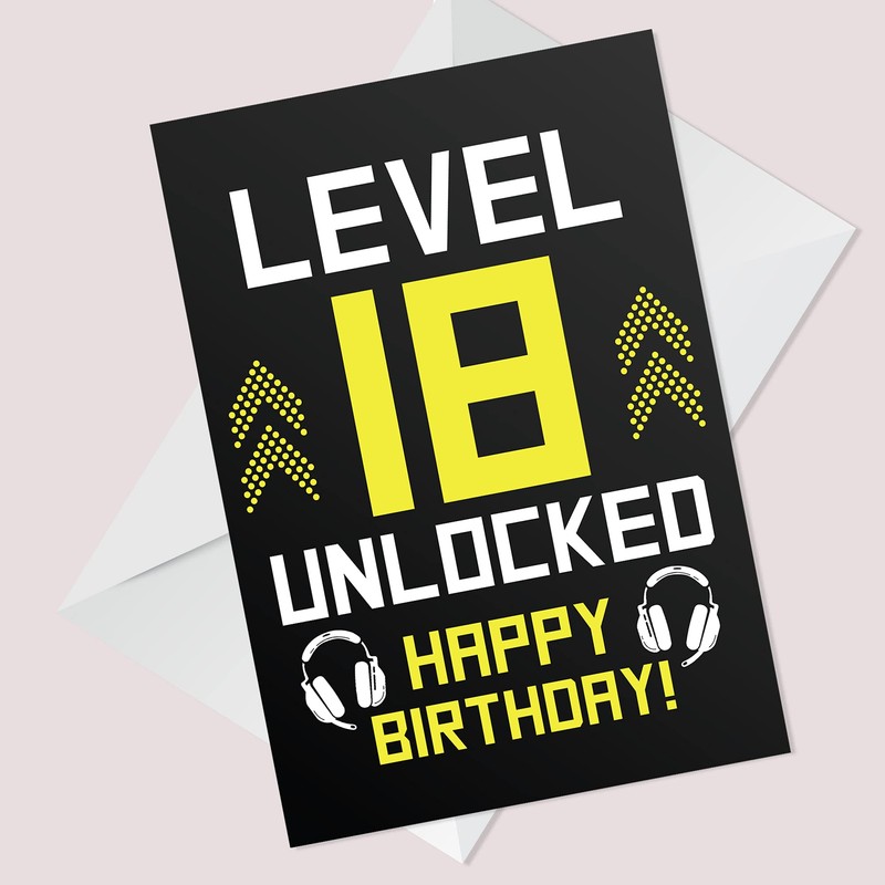 Funny 18th Birthday Card For Son Brother LEVEL 18 Humour