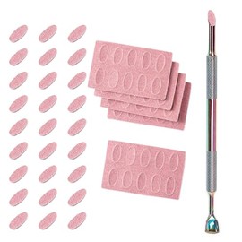 Dual Ended Nail Cuticle Pusher with 100pcs 18 Self-Adhesive Grit Sandpaper Sheets Replaceable Refill Nails Pre Polishing Manicure Treatment Tool for Keratinizer Slant Heads Nail Art