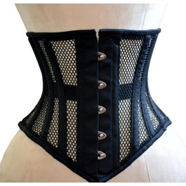 Naveed Women's Underbust Corset Waist Trainer Mesh Corset Mesh Corset with Strong Lacing, black
