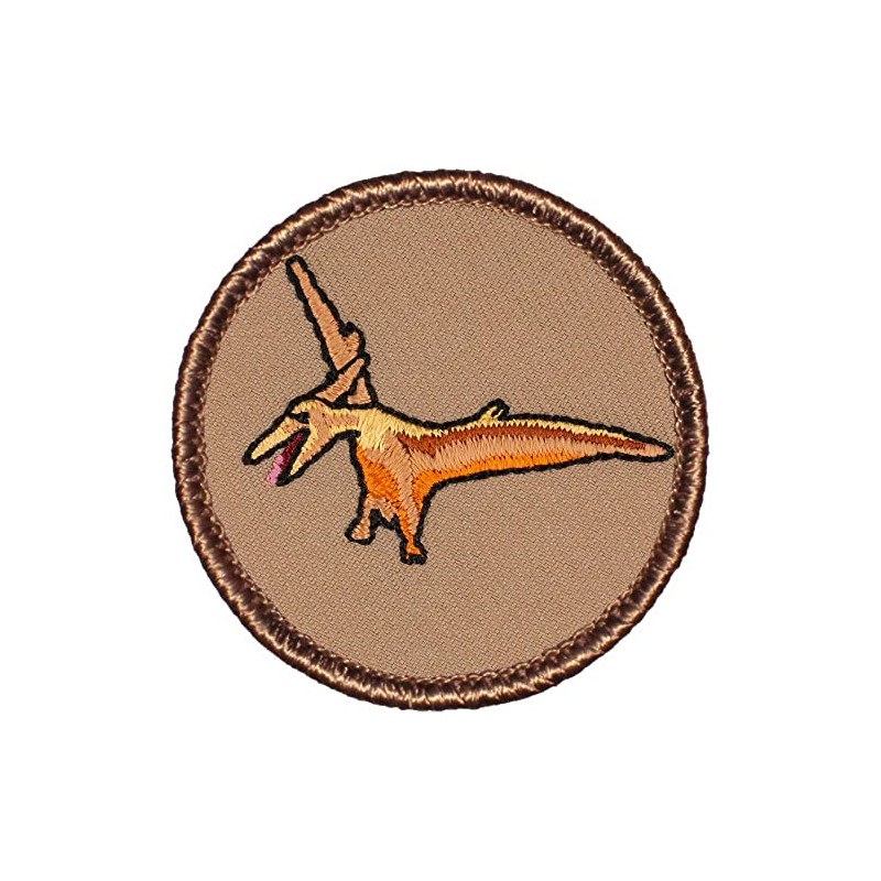 Pterodactyl Patrol Patch - 2" Diameter Round Embroidered Patch (Sew-on)