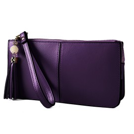 befen Genuine Leather Wristlet Clutch for Women Ultra-Slim Ladies Credit Card Holder Wallet Purses with RFID Protection (Light Purple)