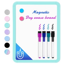 VUSIGN Small White Board Dry Erase, 216 x 280 mm Magnetic Dry Erase Board, Mini Whiteboard with Markers for Kids, Students, Fridge, Wall, Locker, Green