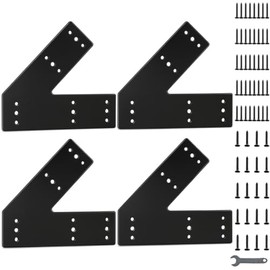 TROPTOLKY 45 Degree Angle Flat Bracket,Heavy Duty Steel Corner Brackets for 2x4 4x4 6x6 Post or BeamPlated Rust-Resistant V-Shaped Brackets (4-Pack)