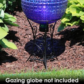 Sunnydaze Decorative Scroll Gazing Ball Stand for 10-Inch or 12-Inch Outdoor Garden Gazing Globes, Black Steel, 11-Inch