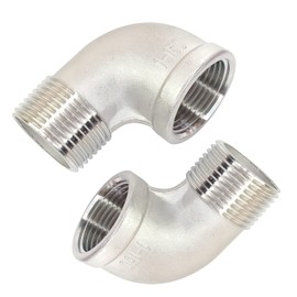 LOZOME 1" NPT Female x 1" NPT Male 90 Degree Street Elbow Stainless Steel 304 Threaded Cast Pipe Fitting（Pack of 2）