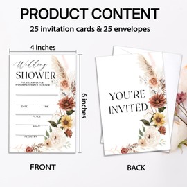 Wedding Party Invitations, Boho Floral Bridal Shower Invites, Flowers Fill In Invites For Engagement Bachelorette Party, Wedding Bridal Shower Decoration Supplies Favors, 25 Cards With Envelopes -11