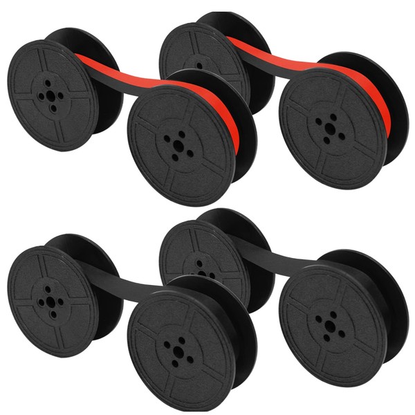 4 Pairs Universal Typewriter Ribbon Twin Spool Replacement Compatible with Most Typewriter (Black-Red,Black)