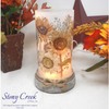 Stony Creek Decorative Lighted Glass Blue Natural Sunflowers 8" Hurricane