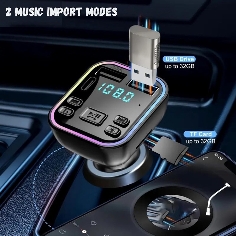 Car Bluetooth Transmitter,5.3 FM Bluetooth Adapter,PD 20W & QC 3.1