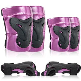 Bienbee Knee Pads for Women, Knee Pads Wrist Guard Knee and Elbow Pads Adult Protective Gear Set for Skateboard, Roller Skating, for Women Men Youth Adult Kids,Dark Purple L