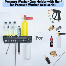 BANDUN Pressure Washer Gun Holder with Shelf,Foam Cannon Holder for Pressure Washer Wand,Pressure Washers Nozzle Tips,Soap Bottle Holder, pressure washer parts & accessories & attachments Storage Rack