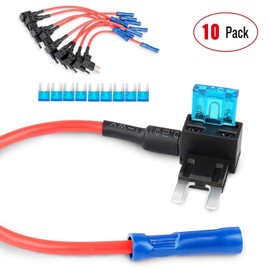 50034R 10 Pack 12V Car Add-A-Circuit Fuse Tap Adapter Mini Atm Apm Blade Automotive Fuse Holder with 120 PCS Mini Blade Fuse A