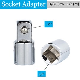 2PC Juttzzei Socket Adapter and Reducer 3/8-Inch to 1/2-Inch, Female to Male Premium Chrome Vanadium Alloy Steel Adapter Socket for Driver/Ratchet/Socket Set Extension, 3/8 to 1/2 Adapter