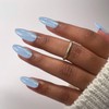 YOSOMK Mirror Blue Acrylic Press on Nails Almond Medium Fake