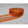 2 metres x 25mm Edged Organza Ribbon Pumpkin Dark Orange