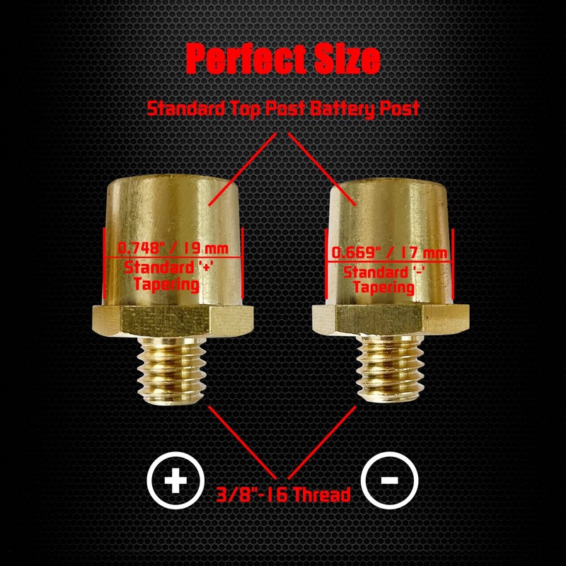 Ampper 3/8"-16 Thread Male Brass Side Post Battery Charging Post