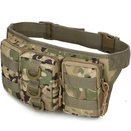 Multicam Camo Tactical Waist Pack with MOLLE Pouches Bum Bag Webbing Belt Pouch Army Military Airsoft Utility EDC Bumbag MTP