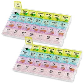 MEDca Pill Organizers - (40 Pack Bulk) Large Pill Organizer with Weekly and Daily 4-Times-A-Day Compartments for Morning, Noon, Evening, Night - BPA-Free, Portable and Travel Friendly Pill Boxes Case