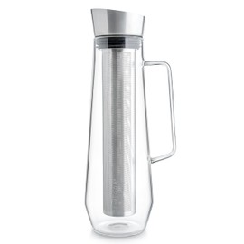 Teabloom Palais Pour Tea Maker & All-Beverage Jug – Elegant Borosilicate Glass Pitcher with Stainless Steel Infuser – 40oz Large Capacity – Premium Loose Leaf Tea & Fruit Infusion Steeper