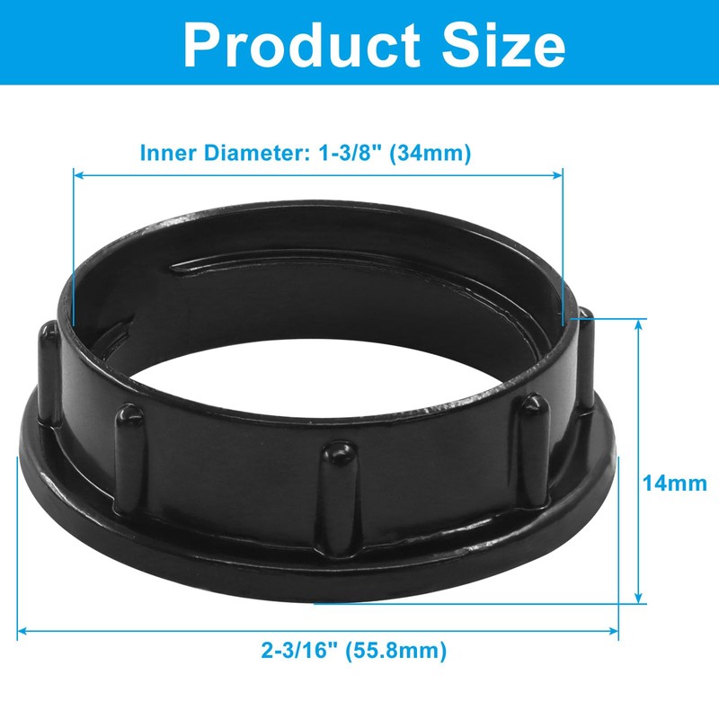 Hitefu 4 Pcs Aluminum Lamp Shade Adapter Rings, E26 Black