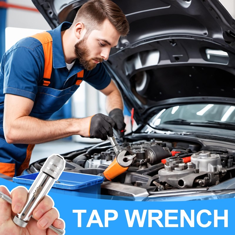 Pack of 2 T-Handle Tap Wrenches, Ratchets, Adjustable Ratchet Taps,