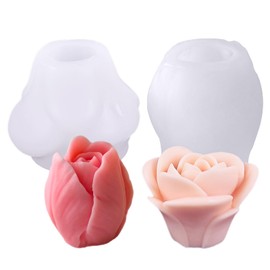 LdawyDE Silikonform Blumen - Gießform Blumenkugel - 2 Stück Silikonform Rose und Tulpenform, Kerzen Formen Silikon Rosen, Geeignet für Kerzenherstellung, Handgefertigte Seifenherstellung