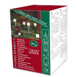 Konstsmide Traditional Fairy Light Set On Green Cable / Indoor Use Cherry Lights (IP20) / 50 Frosted White Berry Christmas Lights, 2221-220EE