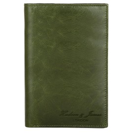 Hudson & James Passport Holder Real Leather RFID Blocking UK Passport Cover Travel Wallet Case with Card Slot Travel Document Organizer Ticket Travel Essential (Green)