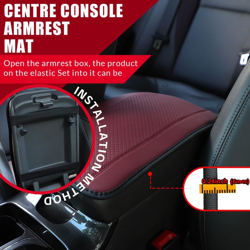 Piburth Car Center Console Armrest Pad, 12.6X 7.2 Inch PU