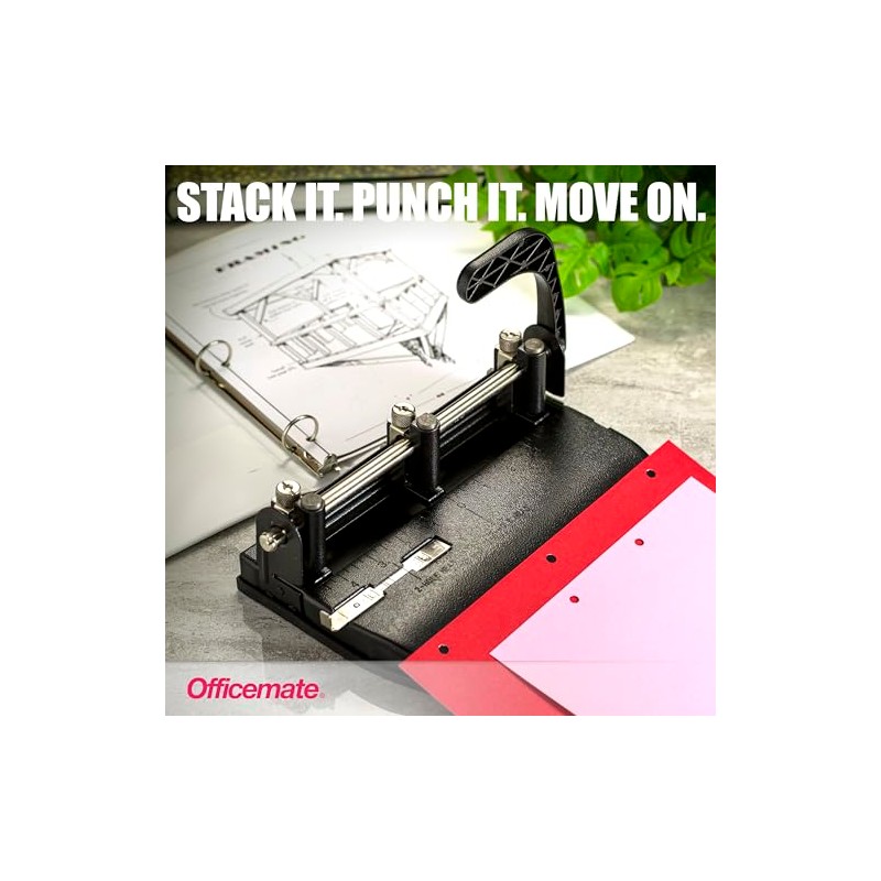 Officemate 90078 Heavy Duty Adjustable 2-3 Hole Punch with Lever
