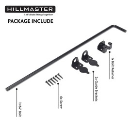 HILLMASTER 36" Heavy Duty Cane Bolt Gate Drop Rod for Wood Fence, Steel Drop Bolts Cane Bolt Hardware for Wooden Gater and Holding Doors, Black Finish