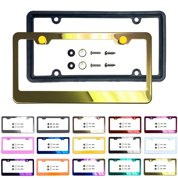 Customized Laser Etched Gold Chrome T304 Stainless Steel License Plate