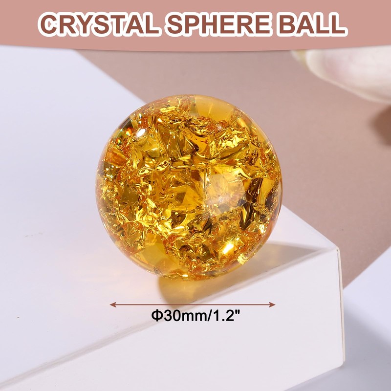 sourcing map 30mm/1.2" Crystal Sphere Ball Ice Cracked Glass Solid
