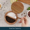 KITCHENDAO Acacia Wood Salt and Pepper Bowl Box, Built-in Spoon,