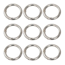 10PCS 28mm/1.1'' Silver Alloy Spring O Ring Metal Circle Trigger Rings Firm Clasp Round Carabiner Spring Snap Clips Hook Spring Keyring Buckle Fastener for Keychains Handbag Purse Shoulder Strap