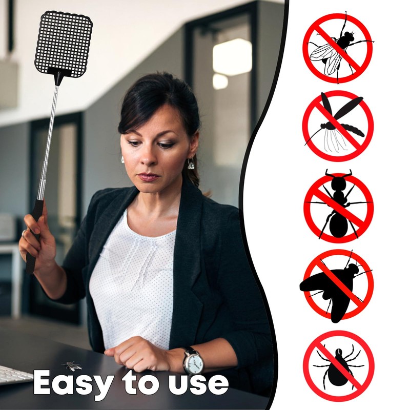 Soodyoow Fly Swatter, Pack of 4 Colourful Extendable Fly Swatter