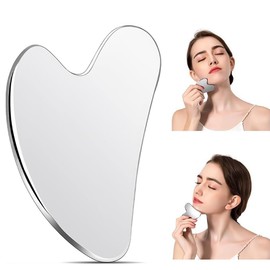 XianXiKaiTech Facial Massage Tool - Stainless Steel Gua Sha for Face and Body, Heart Shape Guasha Tool Face Massager, Skin Care Gift for Puffiness Reducing and Jawline Sculpting
