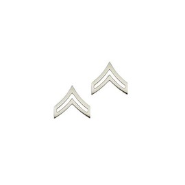 Law Enforcement/Police Corporal Nickel Rank Pin Tall 13/16" Pair