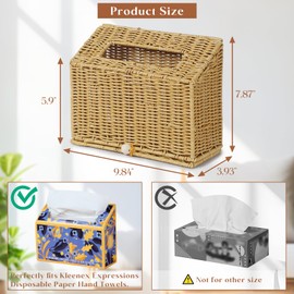 Wicker Hand Towel Box Cover Compatible with Disposable Paper Hand Towels, Wicker Paper Towel Holders, Hand Towel Holder for Bathroom, Car, Tabletop, by YANGQIHOME