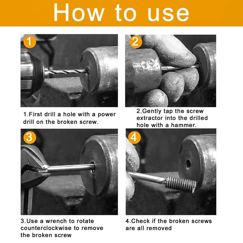 Hakkin 8 Pcs Damaged and Stripped Screw Extractor Set, 1/8”-