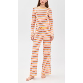 Cozyland by Morgan Lane Women's Ellie PJ Set, Sunshine Stripe, M