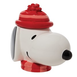 Enesco Peanuts Ceramics Snoopy Face Sculpted Canister Cookie Jar, 10.24 Inch, Multicolor
