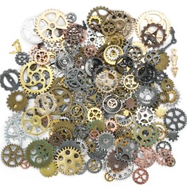 BigOtters 200g Steampunk Gears Charms for Jewelry Making & Resin Crafts, Mixed Color Antique Metal Cogs for DIY Pendants, Earrings, Bracelets, Cosplay & Crafting Supplies