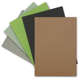 50 x Vintage Kraft Paper Colour Mix Pack - DIN A5-120 g/m² - Recycled Paper, Ecological Letter Sheets - Writing Paper - Environment by Gustav Neuser®